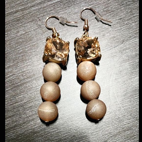 Champagne Glass Gem & Glass Druzy Bead Earrings - Picture 1 of 1